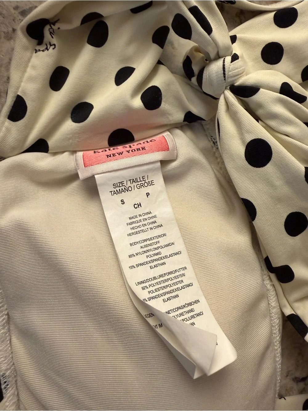 kate spade Black Polka Dot Cream Bikini Set High Waisted Tie Back Cute Classy